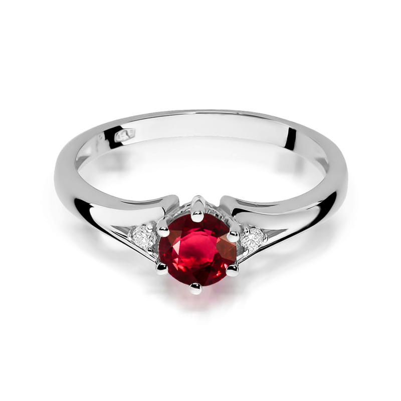 Pierścionek W076 Rubin 0,60ct białe złoto