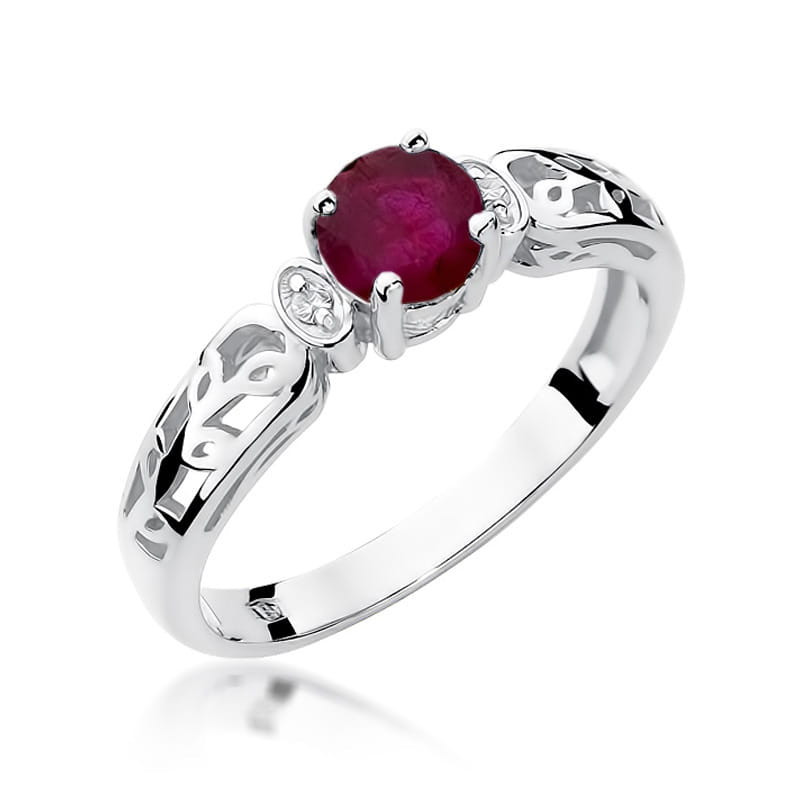 Pierścionek W014 Rubin 0,60ct białe złoto