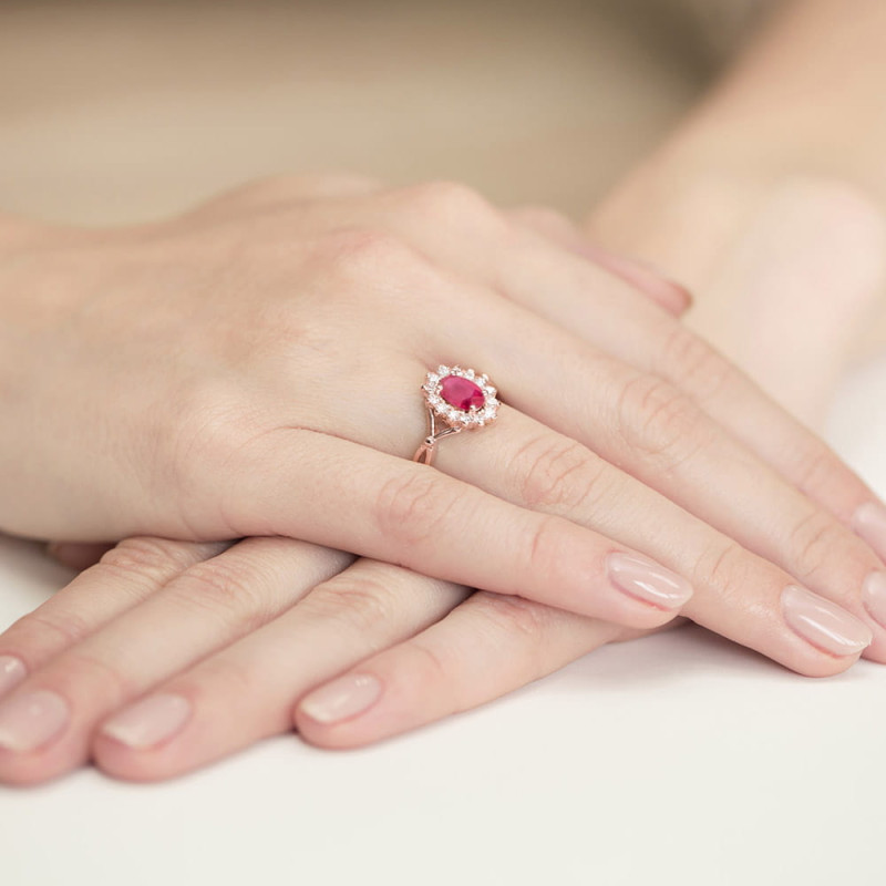 Pierścionek W182 Rubin 0,60ct różowe złoto