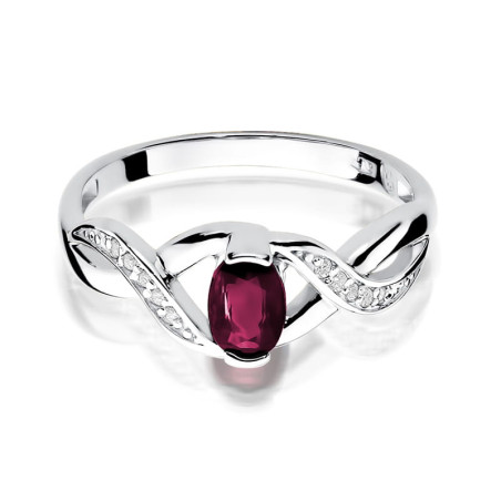 Pierścionek W028 Rubin 0,60ct białe złoto