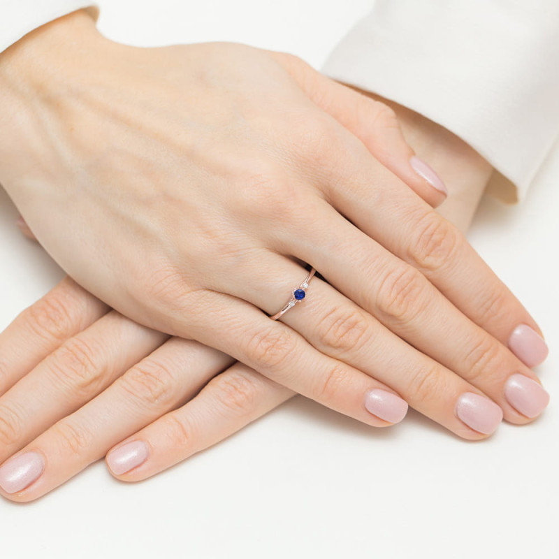 Pierścionek W0614 Szafir 0,15ct różowe złoto