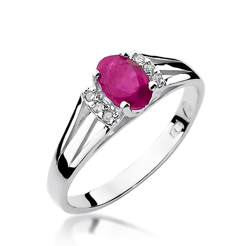 Pierścionek W005 Rubin 0,60ct białe złoto