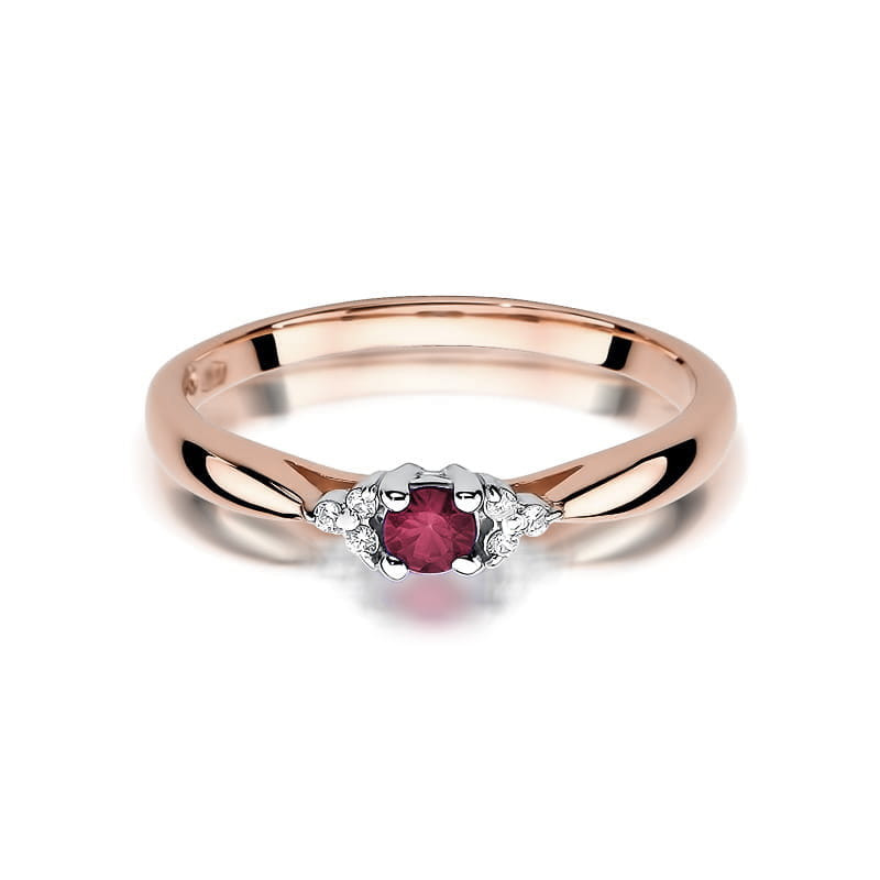Pierścionek W428 Rubin 0,15ct różowe złoto
