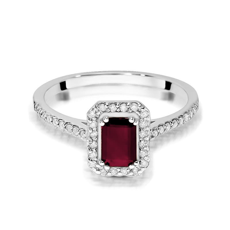 Pierścionek W403 Rubin 0,80ct białe złoto