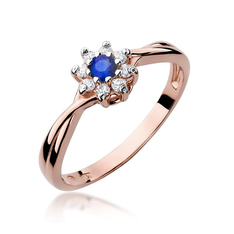 Pierścionek W072 Szafir 0,15ct różowe złoto