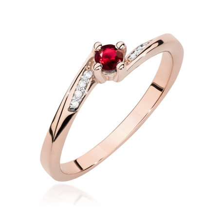 Pierścionek W0262 Rubin 0,15ct różowe złoto