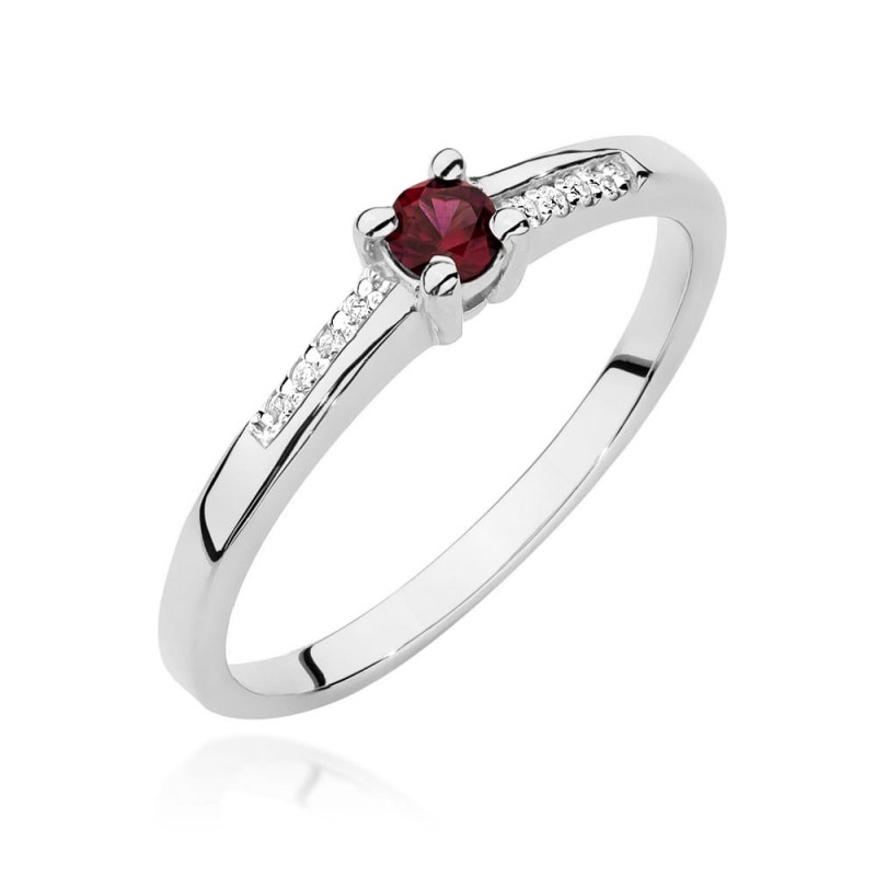 Pierścionek W0258 Rubin 0,15ct białe złoto