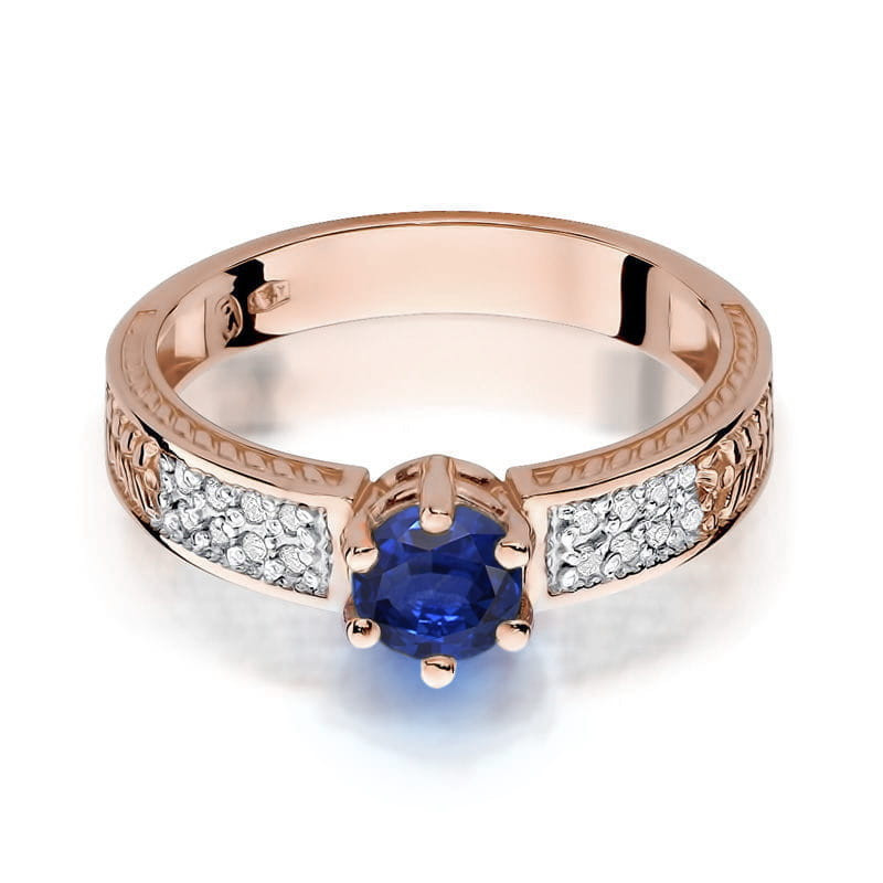 Pierścionek W075 Szafir 0,50ct różowe złoto