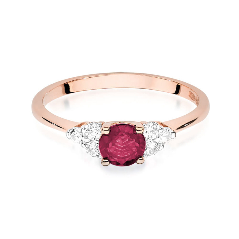 Pierścionek W451 1 Rubin 0,60ct różowe złoto