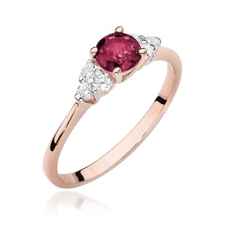 Pierścionek W451 1 Rubin 0,60ct różowe złoto