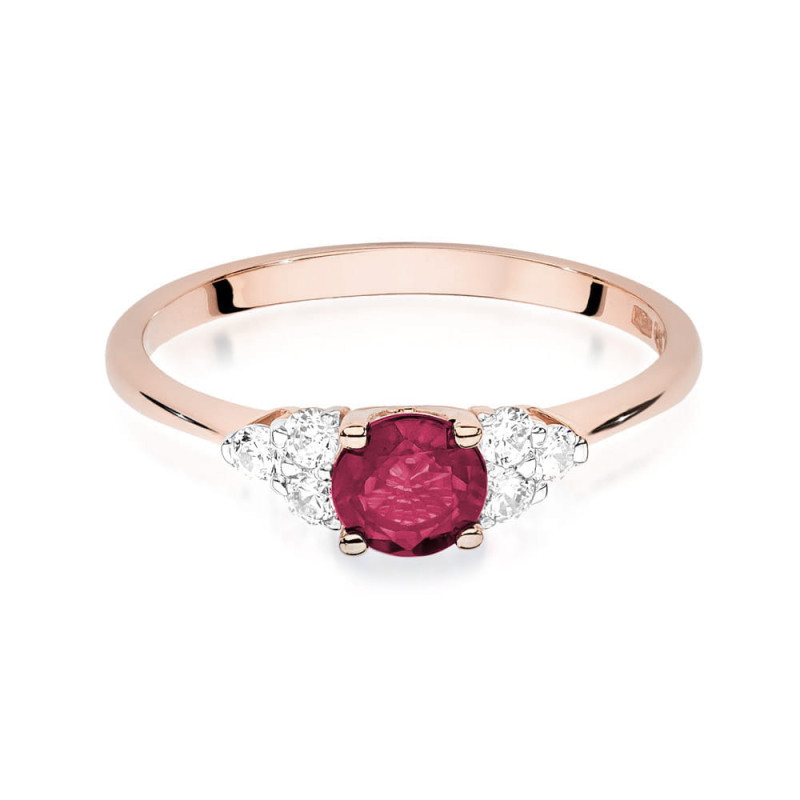 Pierścionek W451 1 Rubin 0,60ct różowe złoto