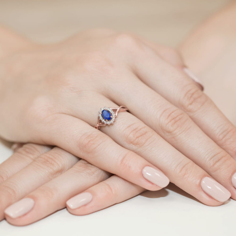 Pierścionek W182 Szafir 0,70ct różowe złoto