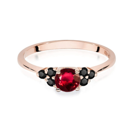Pierścionek W451 2 Rubin 0,60ct różowe złoto