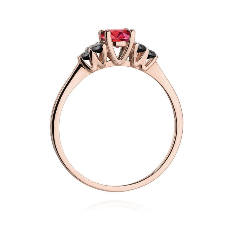 Pierścionek W451 2 Rubin 0,60ct różowe złoto