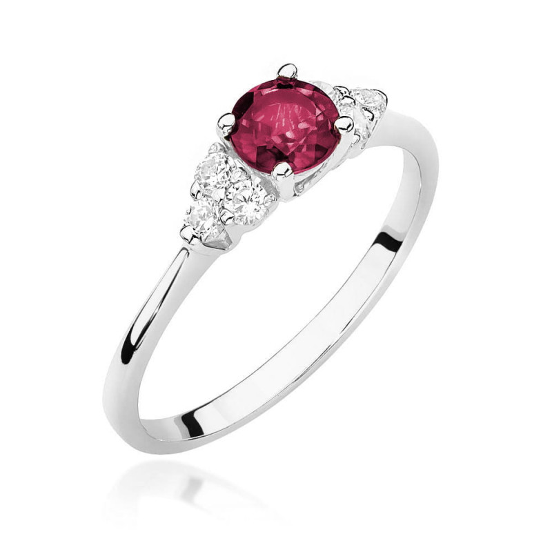 Pierścionek W451 1 Rubin 0,60ct białe złoto