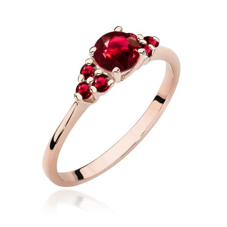 Pierścionek W451 3 Rubin 0,60ct różowe złoto
