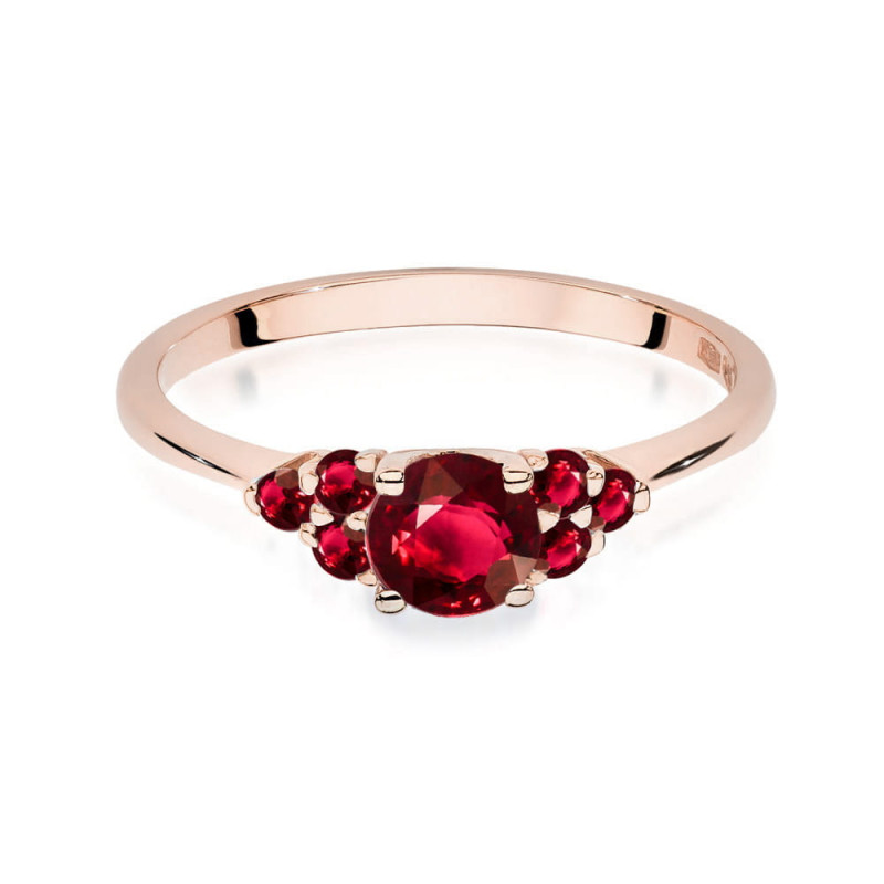 Pierścionek W451 3 Rubin 0,60ct różowe złoto