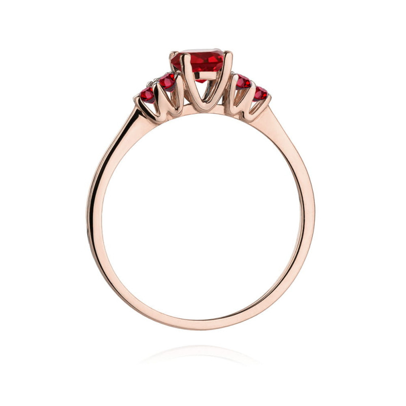 Pierścionek W451 3 Rubin 0,60ct różowe złoto