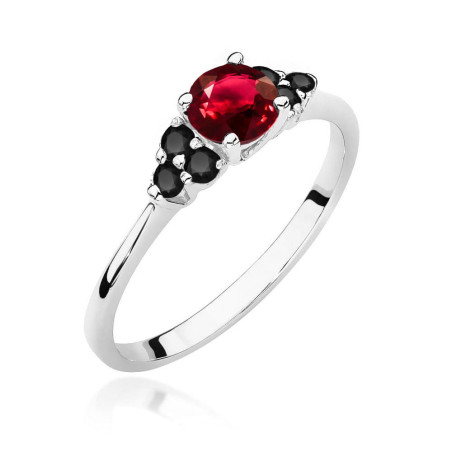 Pierścionek W451 2 Rubin 0,60ct białe złoto