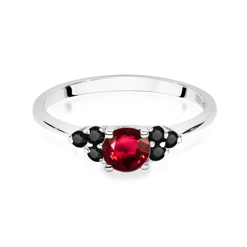 Pierścionek W451 2 Rubin 0,60ct białe złoto