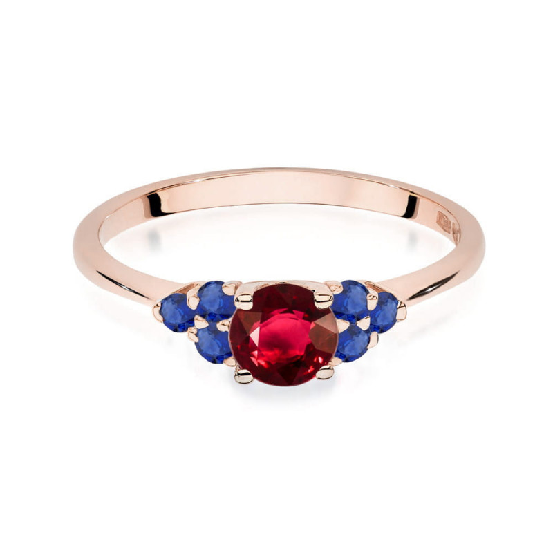 Pierścionek W451 4 Rubin 0,60ct różowe złoto