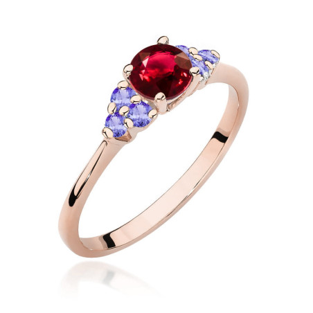 Pierścionek W451 5 Rubin 0,60ct różowe złoto