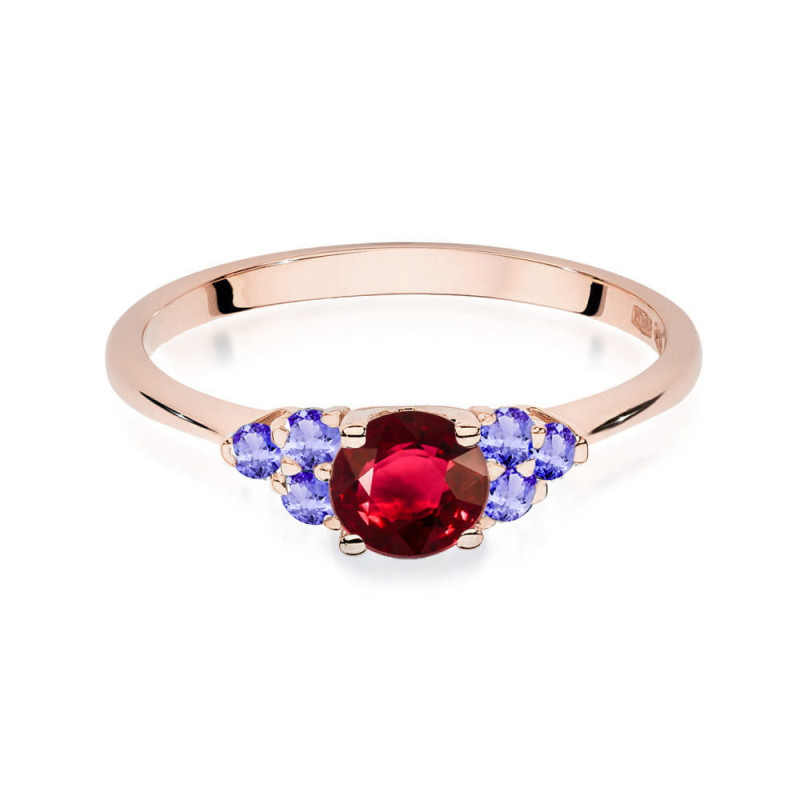 Pierścionek W451 5 Rubin 0,60ct różowe złoto