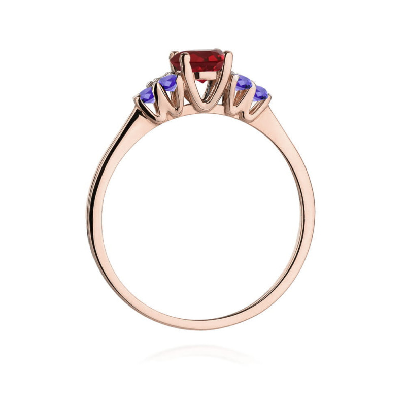 Pierścionek W451 5 Rubin 0,60ct różowe złoto