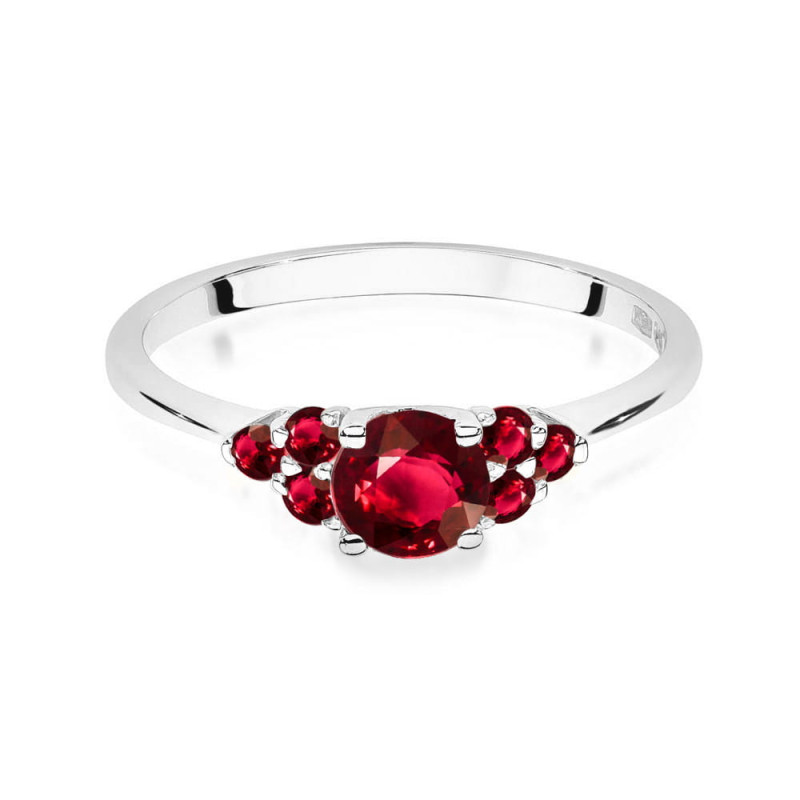 Pierścionek W451 3 Rubin 0,60ct białe złoto