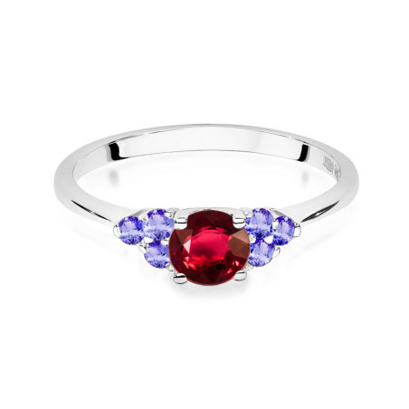 Pierścionek W451 5 Rubin 0,60ct białe złoto