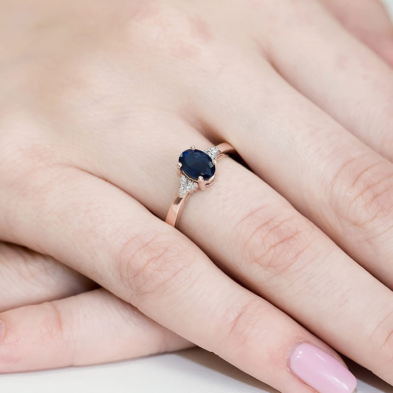 Pierścionek W308 Szafir 0,90ct różowe złoto