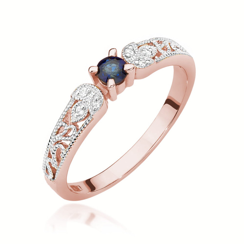 Pierścionek W411 Szafir 0,10ct różowe złoto