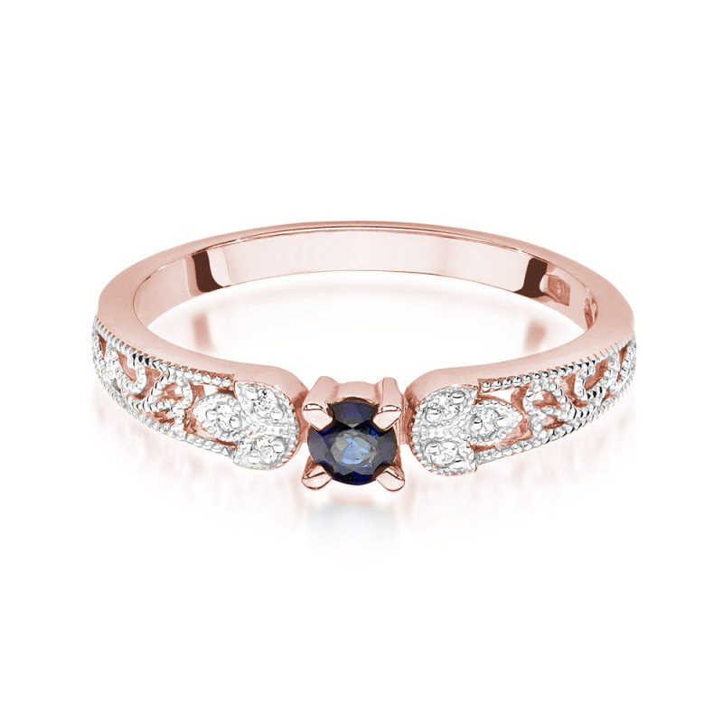 Pierścionek W411 Szafir 0,10ct różowe złoto