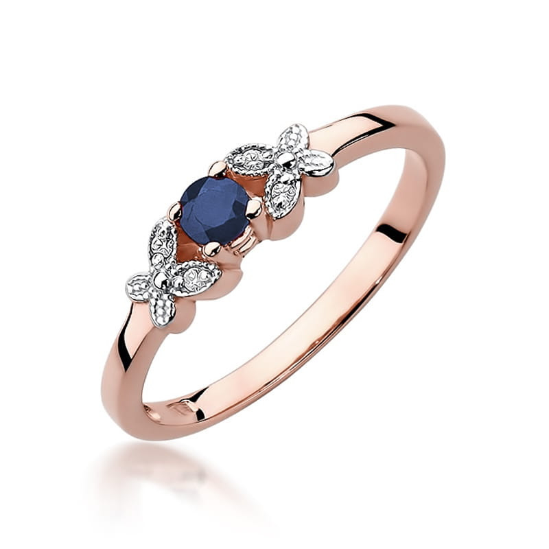 Pierścionek W414 Szafir 0,15ct różowe złoto