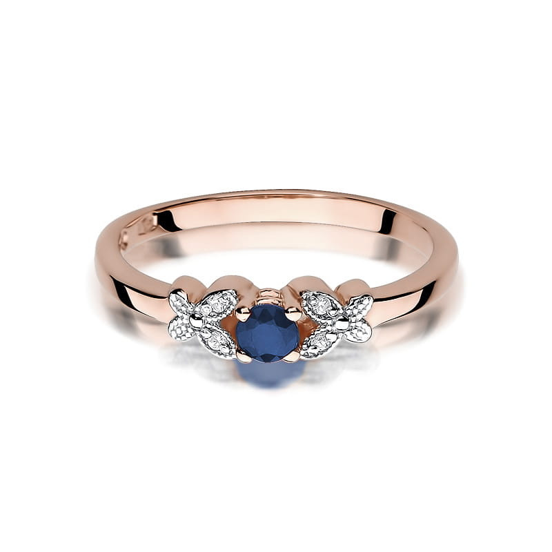Pierścionek W414 Szafir 0,15ct różowe złoto