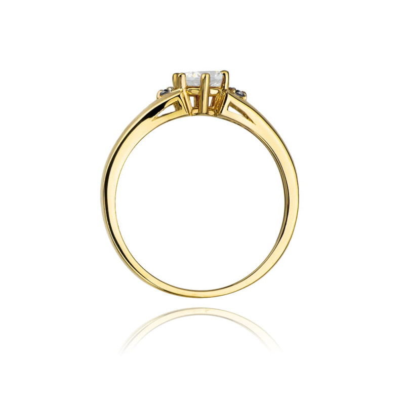 "Pierścionek W076 Biały Szafir 0,60ct żółte złoto - Daimana.pl 