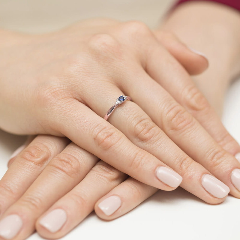 Pierścionek W428 Szafir 0,15ct różowe złoto