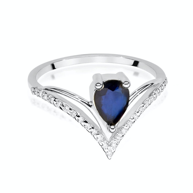 Pierścionek W487 Szafir 0,60ct białe złoto