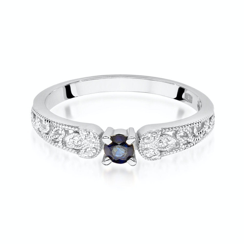 Pierścionek W411 Szafir 0,10ct białe złoto