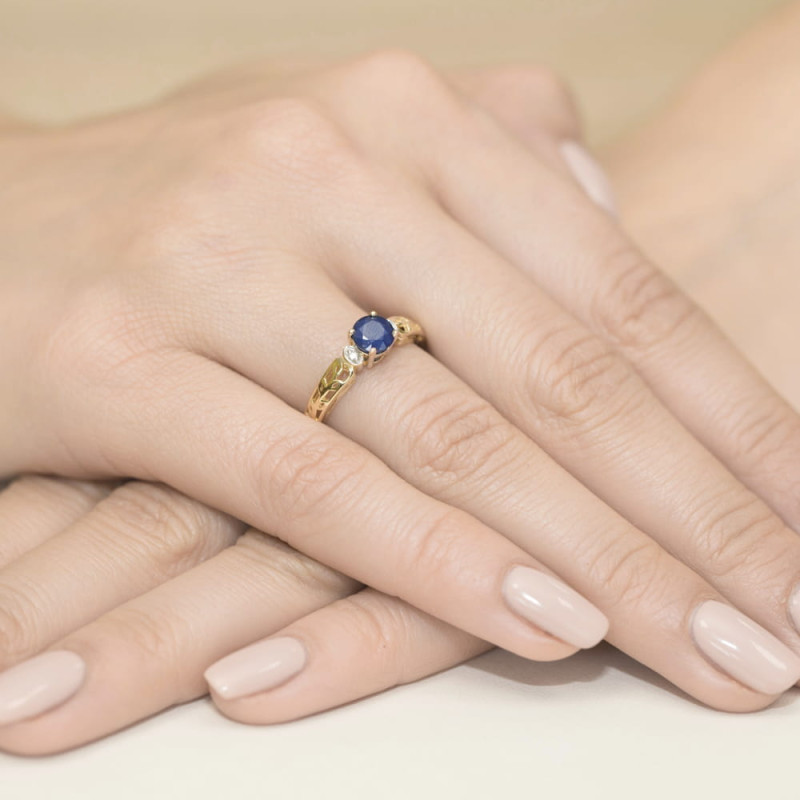 "Pierścionek W014 Szafir 0,50ct żółte złoto - Daimana.pl | Ekskl