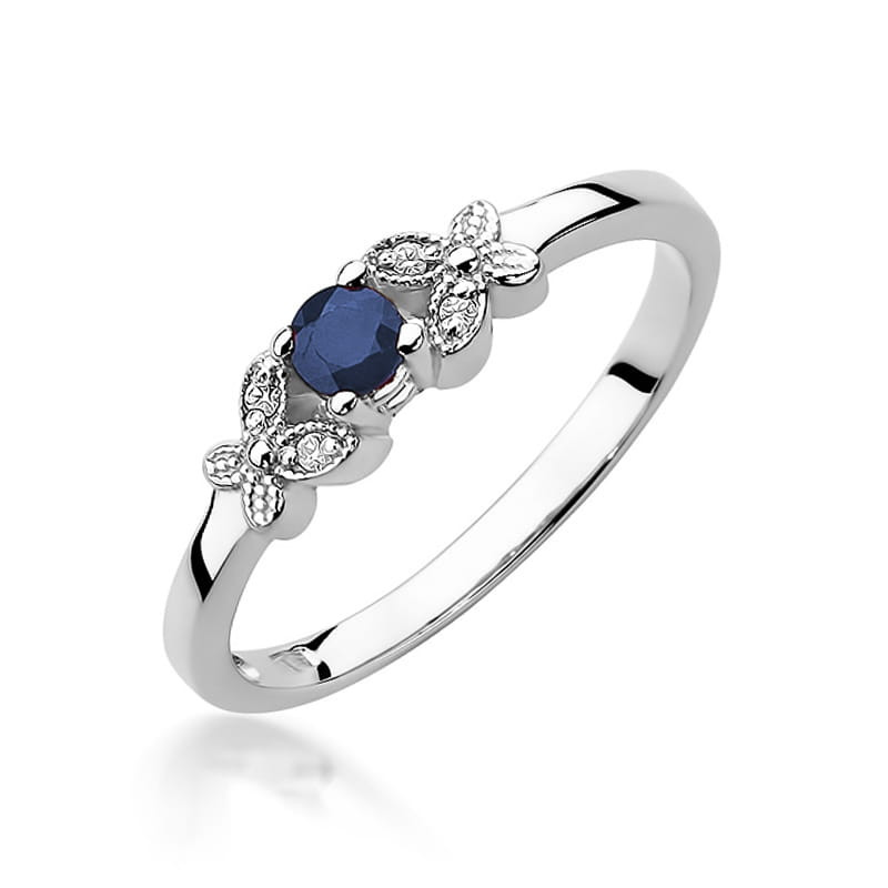 Pierścionek W414 Szafir 0,15ct białe złoto