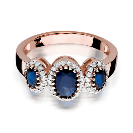 Pierścionek W309 Szafir 0,90ct różowe złoto