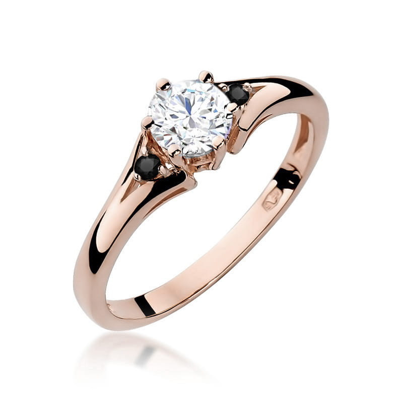 Pierścionek W076 2 Biały Szafir 0,60ct różowe złoto