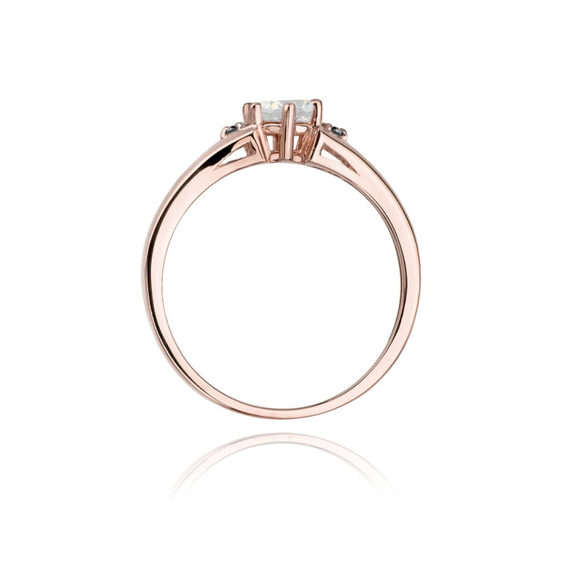 Pierścionek W076 2 Biały Szafir 0,60ct różowe złoto