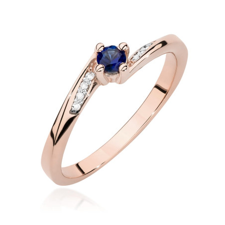 Pierścionek W0262 Szafir 0,15ct różowe złoto