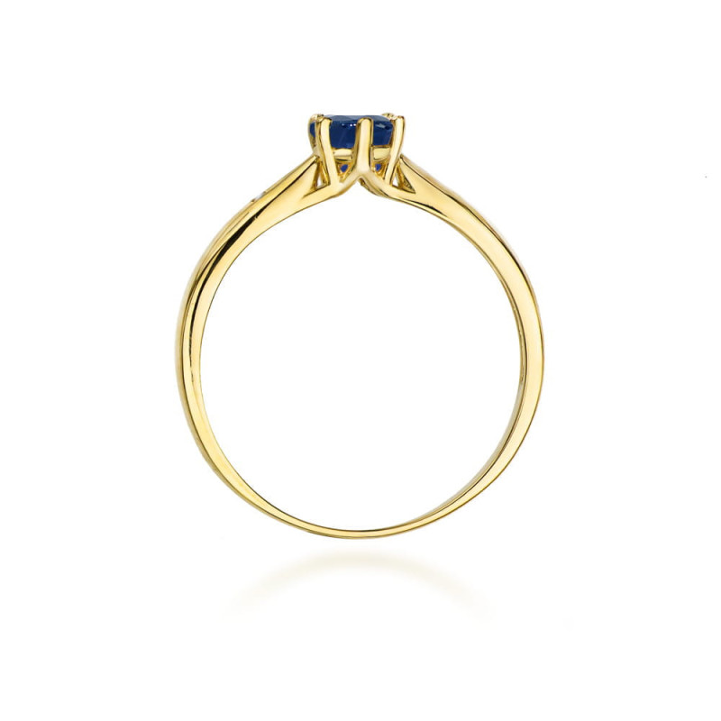 "Pierścionek W074 Szafir 0,50ct - elegancki pierścionek ze żółte