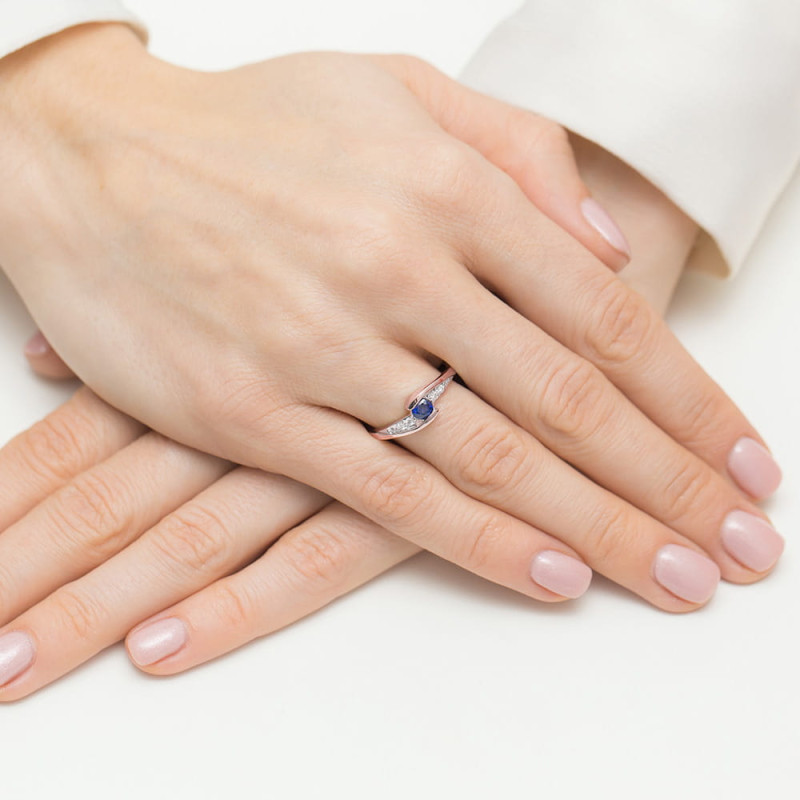 Pierścionek W0618 Szafir 0,30ct różowe złoto