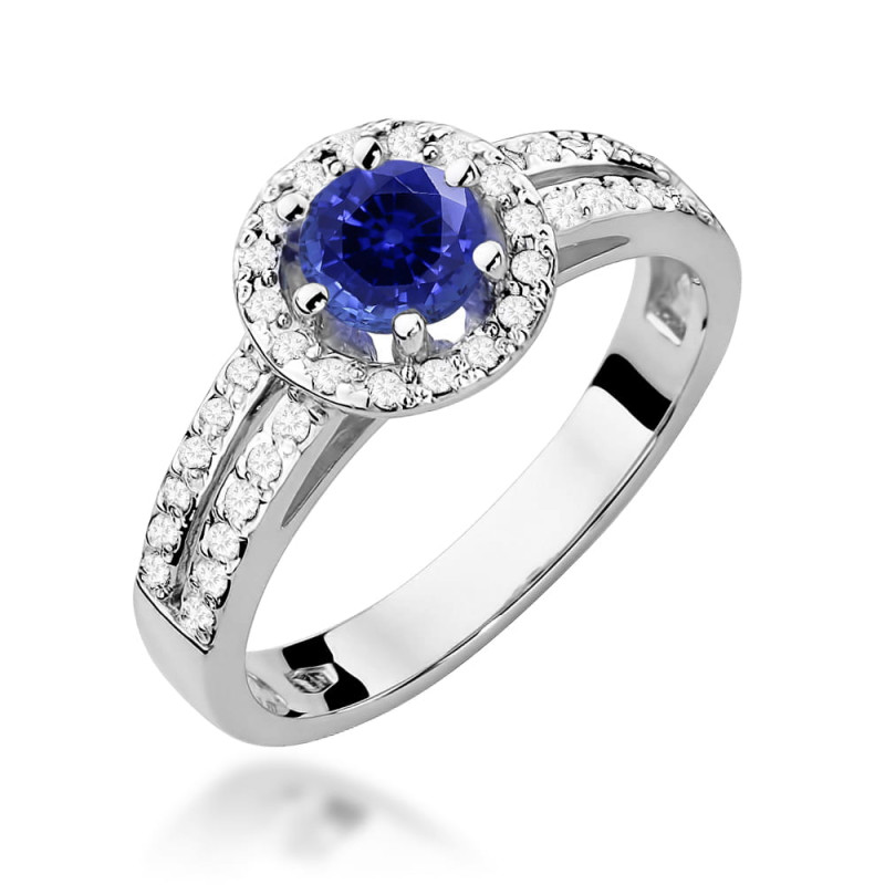 Pierścionek W087 Szafir 0,50ct białe złoto