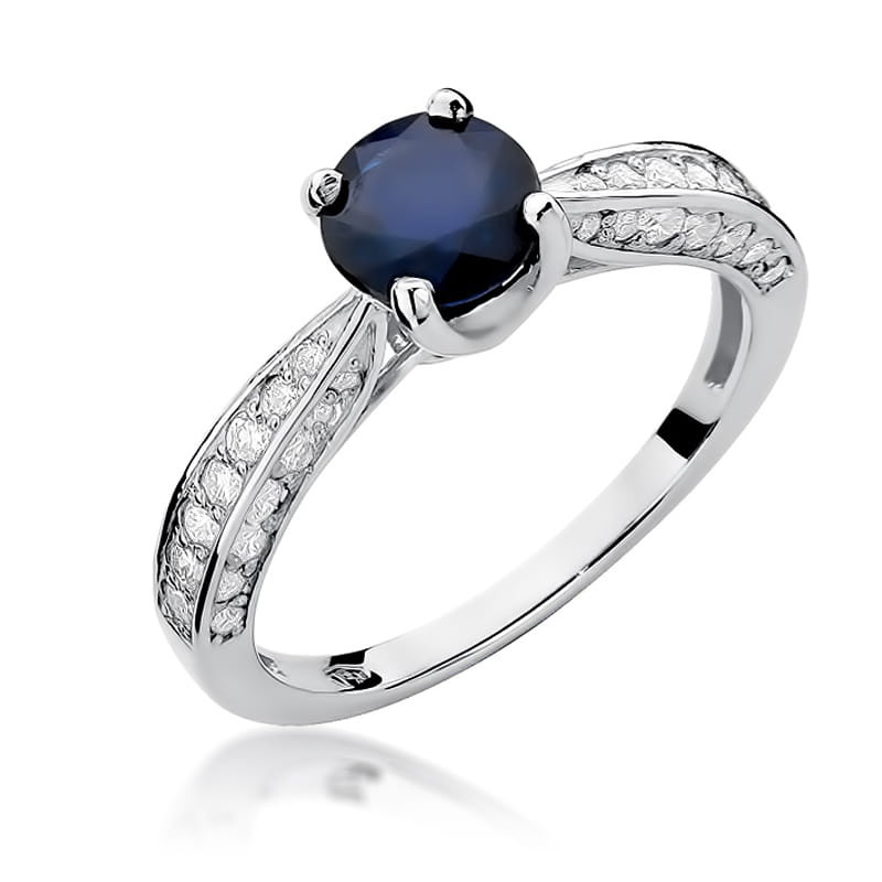 Pierścionek W206 Szafir 1,00ct białe złoto