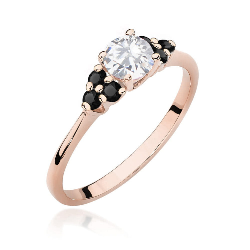 Pierścionek W451 2 Biały Szafir 0,60ct różowe złoto